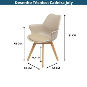 Kit 4 Cadeiras com Bracos Joly Wood Or Design Assento Em Polipropileno Fendi Base Madeira -7-